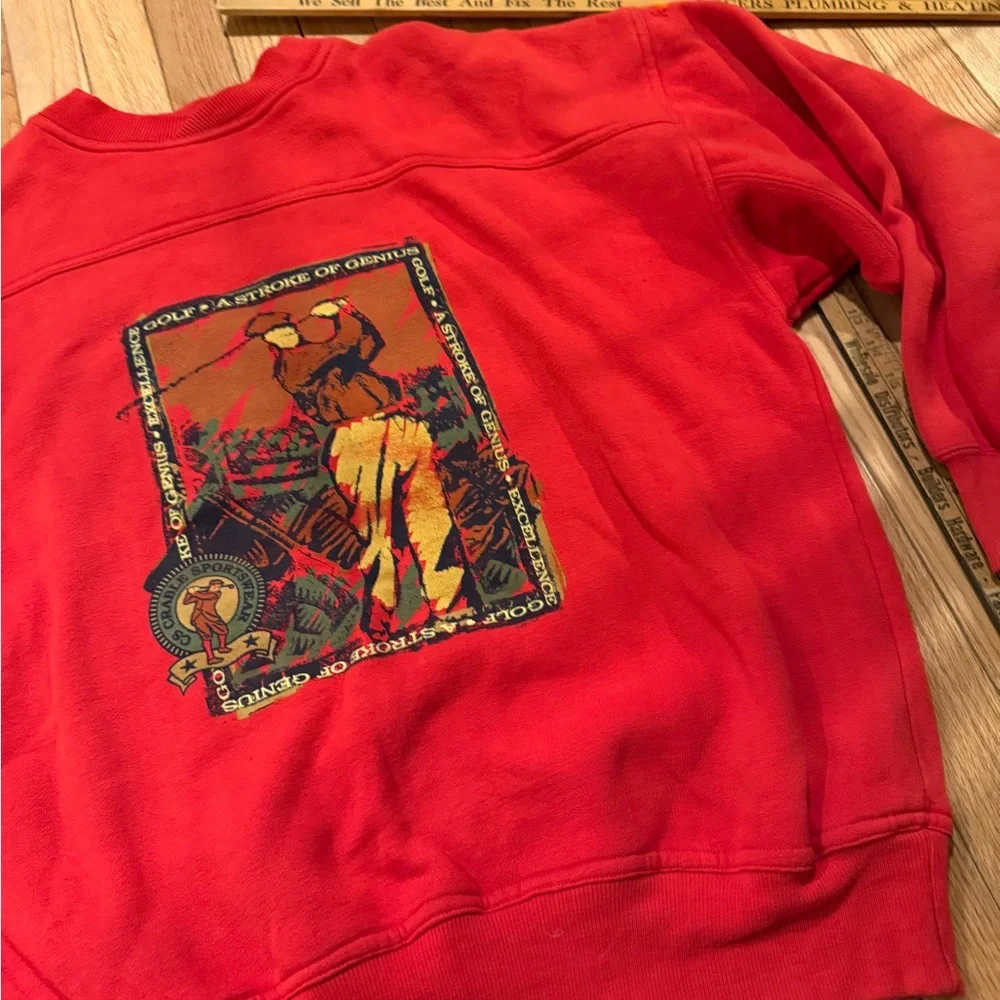 VTG Red Golf Graphic Sweatshirt Preppy Country Club - Picture 3 of 6